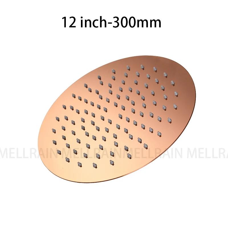 Brushed Rose Gold Rain shower head stainless steel Ultrathin water pressurize shower head in rose gold, Grey, brushed gold