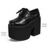 Womens Chunky Heeled Pumps Lace Up Elegant Oxford Platform Pumps for Women Height Increase Design Party Cosplay Shoes