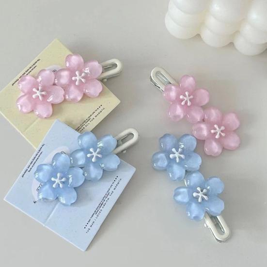 4 Stuks Meisjes Haarspeld Macaron Kleur Kersenbloesem Haarclips Parelmoer Textuur Stabiele Golvende Pony Haarspelden Haaraccessoires