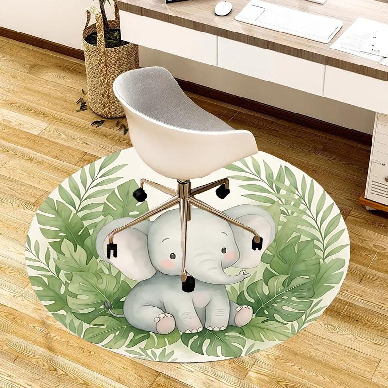 1PC Elephant Jungle Non-Slip Floor Round carpet, Office, family, bedroom, Large Area Rug Indoor Rugs,  Durable Polyester-Z0424