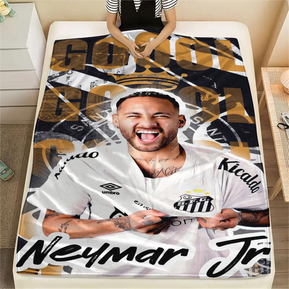 1PC Neymar Jr Patterned Flannel Blanket Suitable For All Seasons for Home Decor Warmth and Comfort Gifts Holiday Present