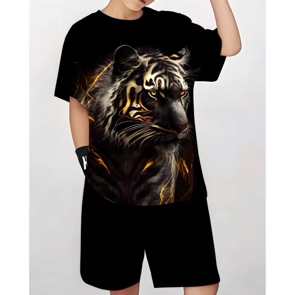 Summer men's T-shirt set, men's clothing T-shirt set, retro street style loose T-shirt short sleeved and shorts set, lightweight