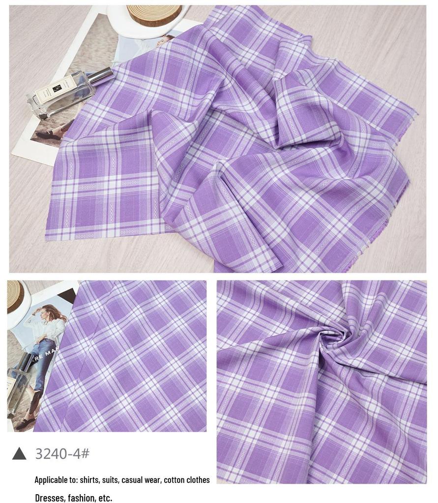 Spring/Summer Plaid Qipao Dress & TR Stretch Casual Shirt Fabric for Children's Clothing & Skirts