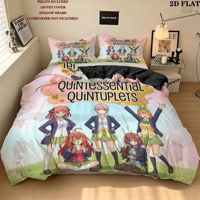 5Toubun Pattern Bedding Quilt Set Quilt Cover Pillowcase Home Birthday Gift(1 * duvet cover + 2 * pillowcase, without core)