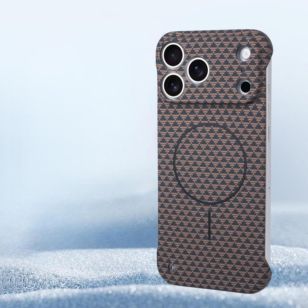 Frameless Kevlar Carbon Fiber PC For Magsafe Wireless Charge Phone Case For iPhone 17 Air 16 15 14 13 12 11 Plus Pro Max