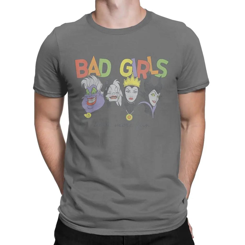 Princess Villains T-Shirt for Men Bad Girls Have More Fun Funny Pure Cotton Tees Round Neck Short Sleeve T Shirt Party Tops