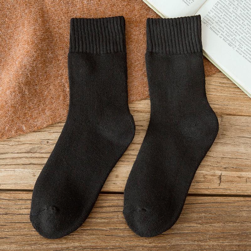 Terry Plus Velvet Women's Thick Mid-Calf Towel Socks - Warm Autumn/Winter Knee-Highs for Teens