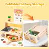 Wooden Pizza Toy Montessori Pretend Play Food Educational Learning Toy Kithcen Playset with Bake Oven Birthday Gift for Boy Girl