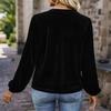 Women's Color V,Neck Casual Elegant Button Long,Sleeve Blouse