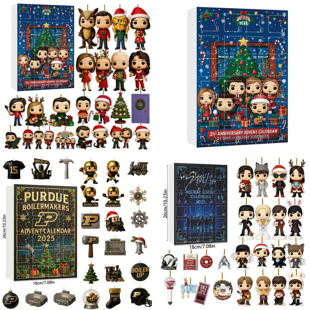 Stray Kids Weihnachts-Adventskalender mit 24 Acryl-Dekorationen zum Verschenken in der Weihnachtszeit