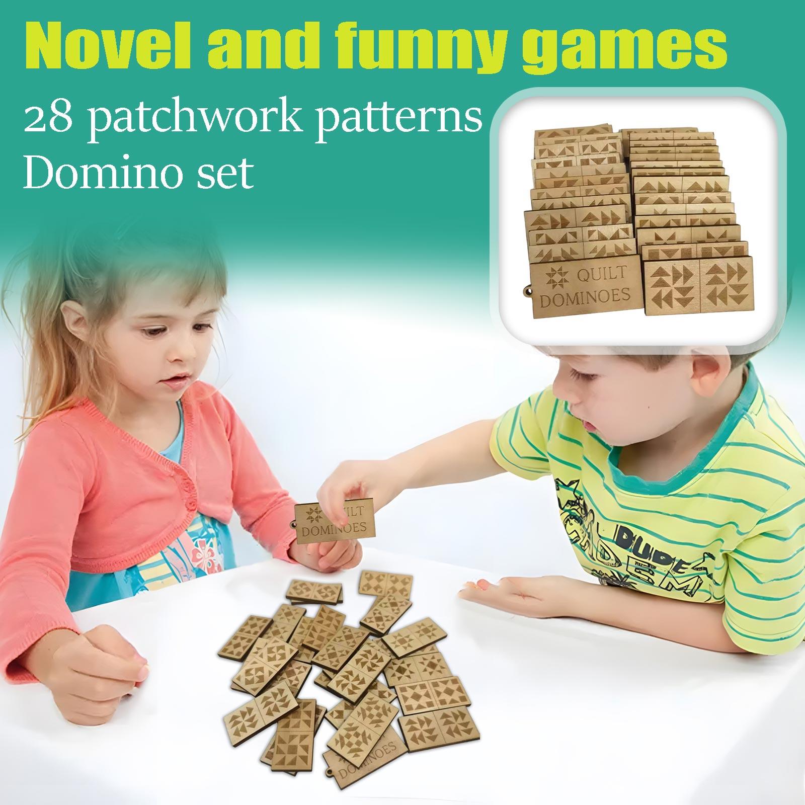 

Набор домино из 28 плиток, лоскутный блок, деревянные гравированные домино для взрослых One Size жёлтый