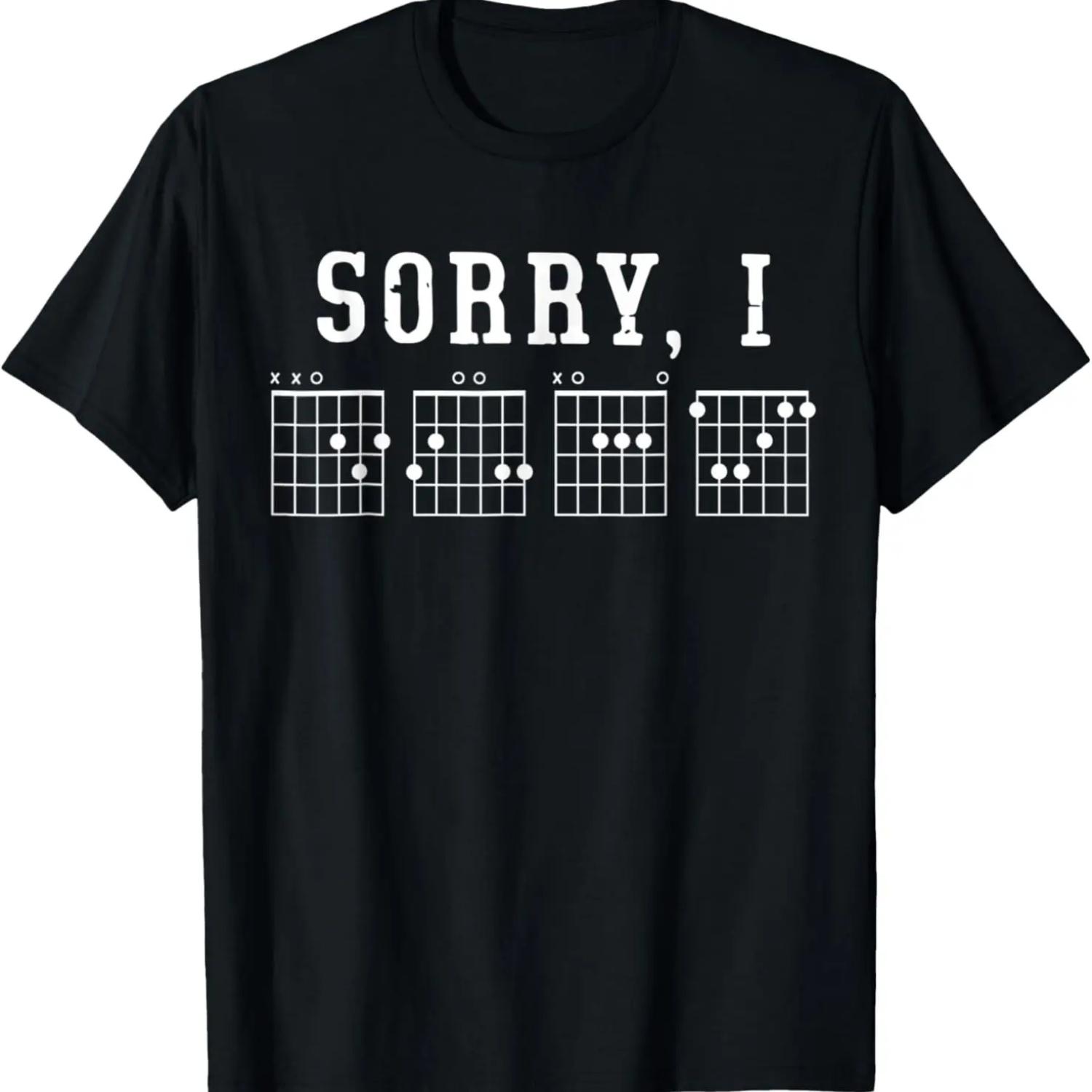 Sorry I-DGAF Funny Hidden Message Guitar Chords For Lover T-Shirt S чёрный