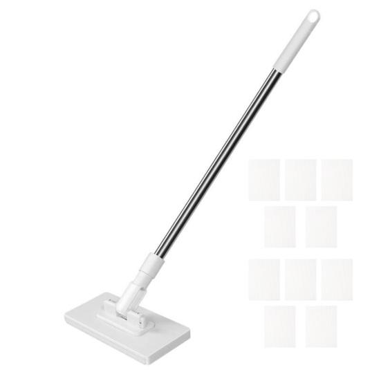 Snap Grip Mini Mop Zero Touch Cloth Change Lazy Mop Long Handle Flat Mop Locking Head with Sweeping Cloth for Wet And Dry Use Home Bathroom Cleaning