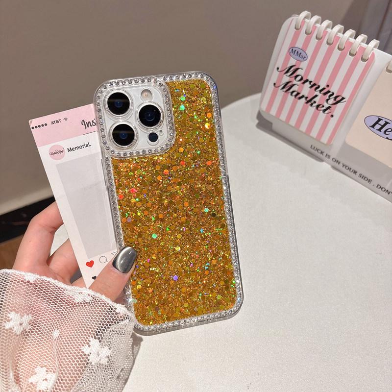 Compatible Samsung A35/A17/A55/S23/S24/S25Ultra Glitter Phone Case with Side Diamonds for Women
