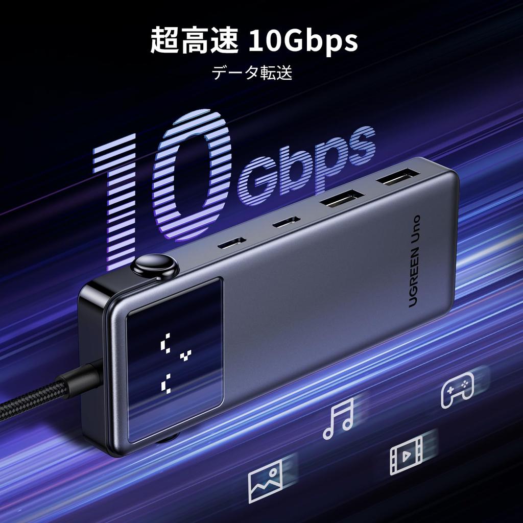 UGREEN Uno 100W PD Fast 10Gbps USB Hub with HDMI Data Compatible with MacBook iPad and Thinkpad 6-in-1 Charging, 4K@60Hz USB-C Hub, 3.0 Output, USB-C