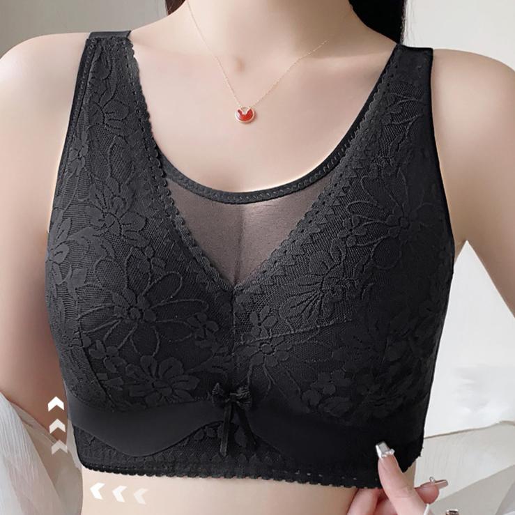 Large Size Bra for Women Without Steel Rims Thin Bra for Women with Lace Double Breasted Anti Sagging Breathable Bra