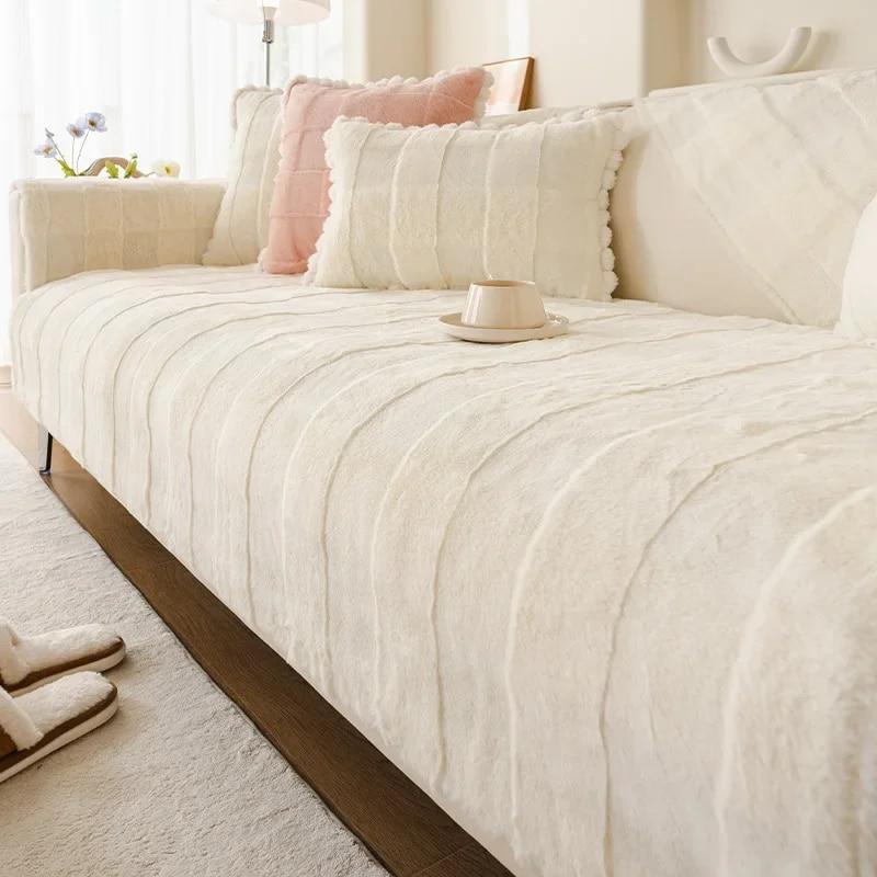 Nordic Verdicken Plüsch Sofa Abdeckung Winter Weiche Warme Sofa Handtuch Nicht-slip L-förmigen Universal Couch Abdeckungen für wohnzimmer Sofa Dekor