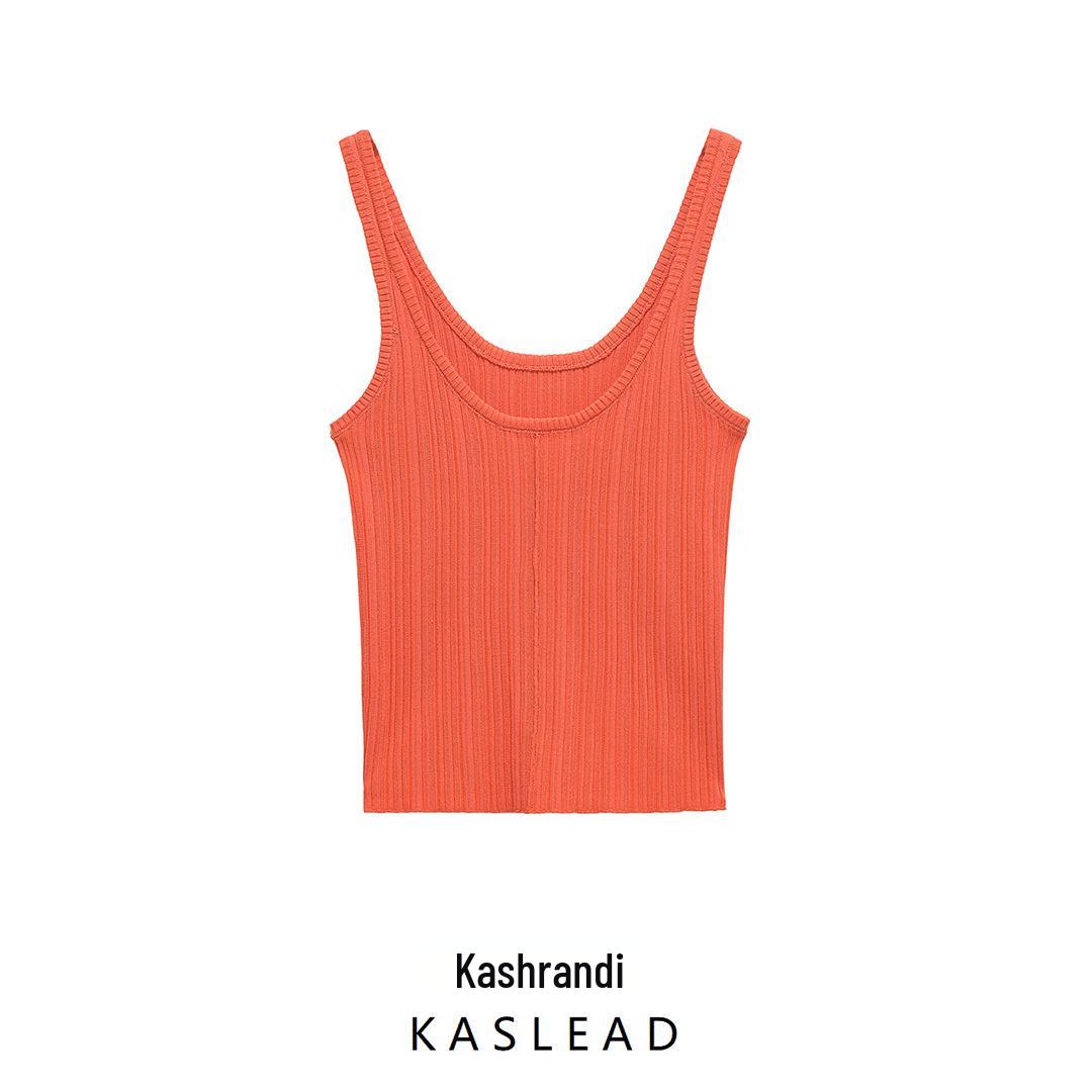 

2025 Spring Women s European & American Ribbed Crew Neck Slimming Tank Top Medium