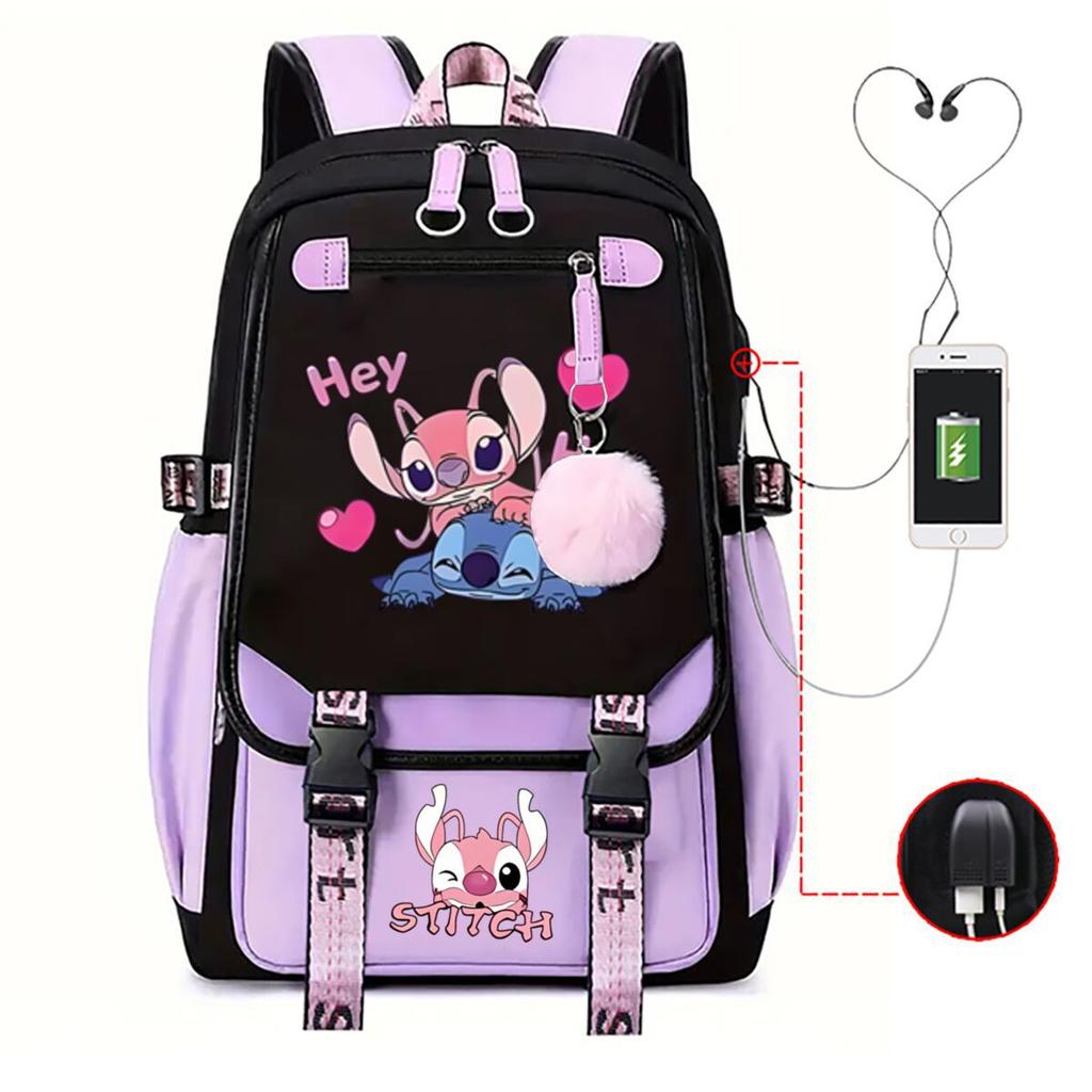 Children'S School Bag Contrasting Color Neutral Backpack Animation Printing Primary And Secondary School Students
