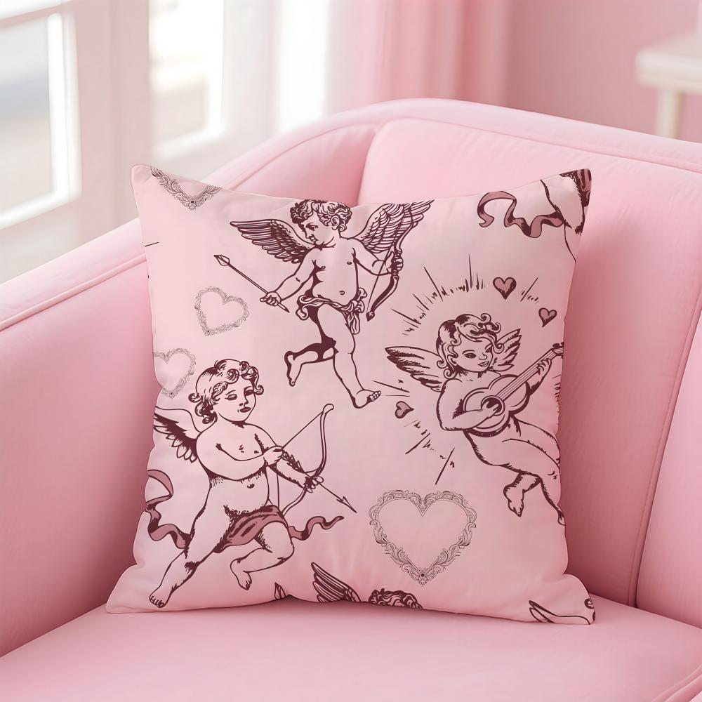 Retro Fashion romantic Cupid Love Cushion Cover Pillow Case Soft Skin Friendly Fabric  Concealed Zipper