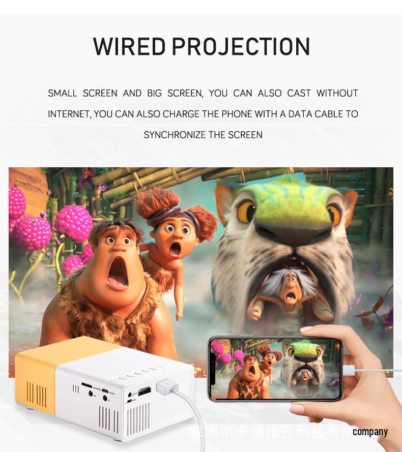 YG300 Mini HD LED Projector for Mobile Screen Mirroring