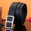 Men's Plaid Genuine Leather Belt, Pure Cowhide with Steel Smooth Buckle – Youth Business Casual Style
