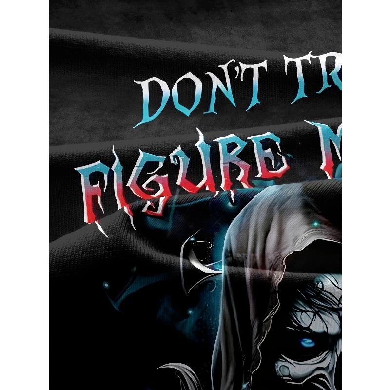 European Sizes Men's Gothic 3D -Over Print Short Sleeve T-Shirt - Round Neck Casual Tee for Casual Attire, Machine Washable, Year-Round