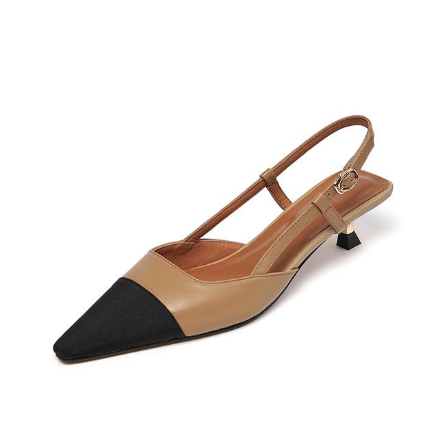 

Новые кожаные туфли-лодочки с босоножками, элегантные популярные сандалии с острым носком, женская обувь на мелком каблуке с пряжкой и ремешком, разные цвета 37 абрикосовый