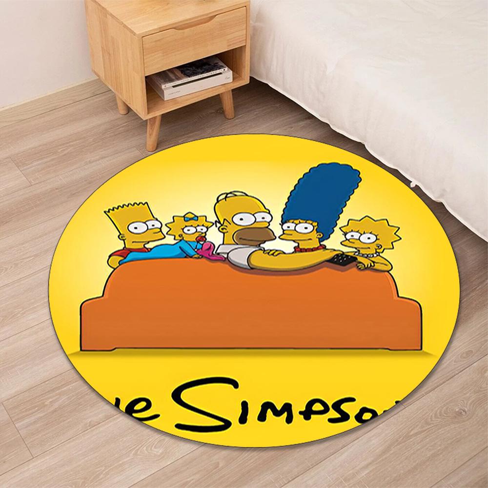 THE SIMPSONS Printed Round Rug Carpet Chair Rug Area Rug Entryway Doormats,for Office Chair Living Room Bedroom Kitchen Room.