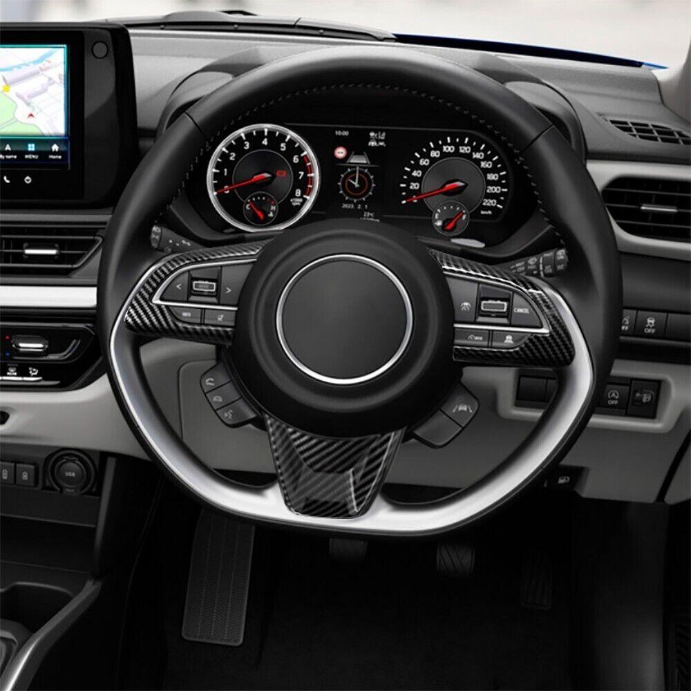 Carbon Fiber Look Steering Wheel Panel Bezel Trim Moldings For 2024 Suzuki Swift