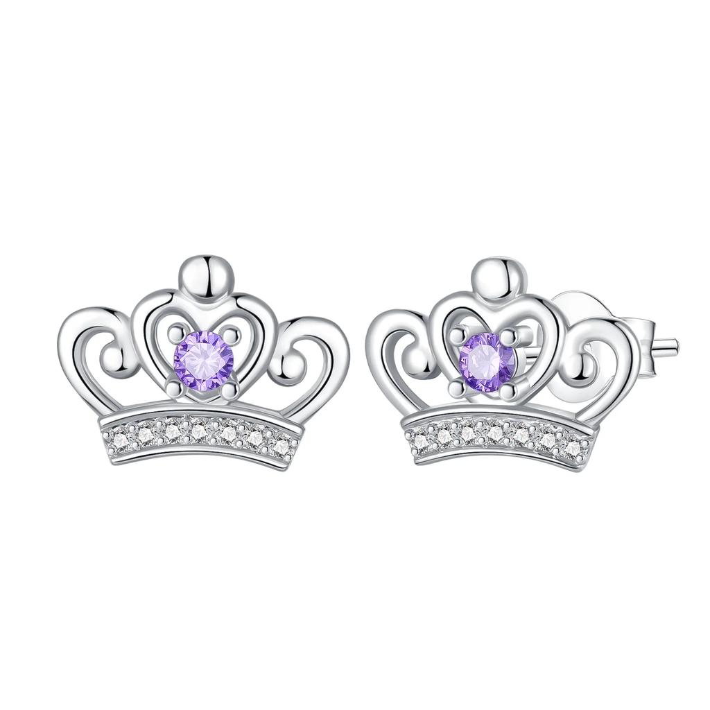 Original Copper Princess Crown Charm Bead Ear Stud Ring Pendant Fit Necklace Bracelet Women Jewelry Diy Gift