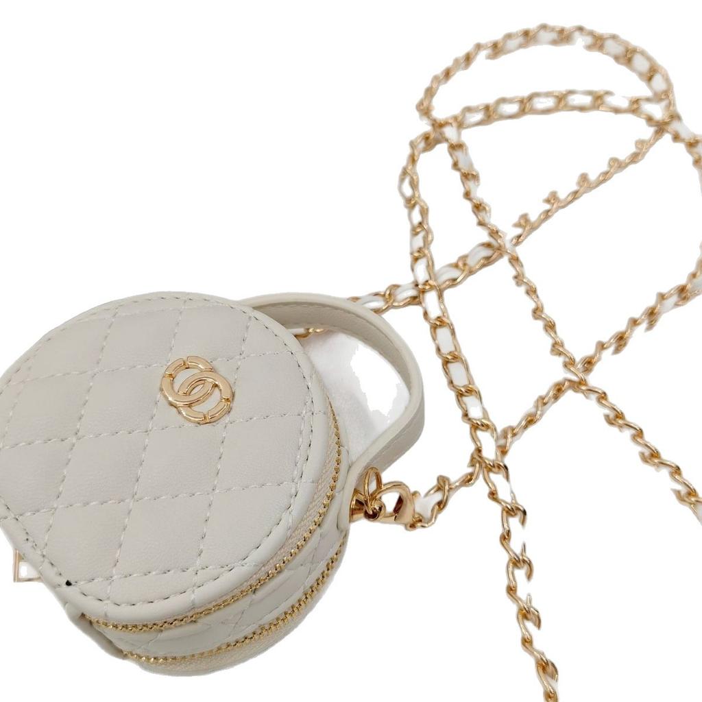 New Product Gold Ball Chain Small Round Cake Cute Mini Small Waste Bag One Shoulder Crossbody Lipstick Bag Small Fragrance Pendant Fashion