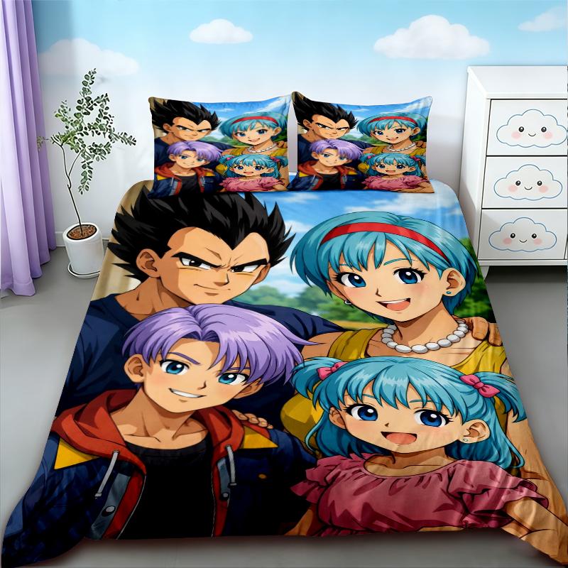 Duvet Cover Anime Dragon Ball Bedding Set Goku Quilt Cover Pillowcase Double Queen King Size Kids Bedroom Home Textile