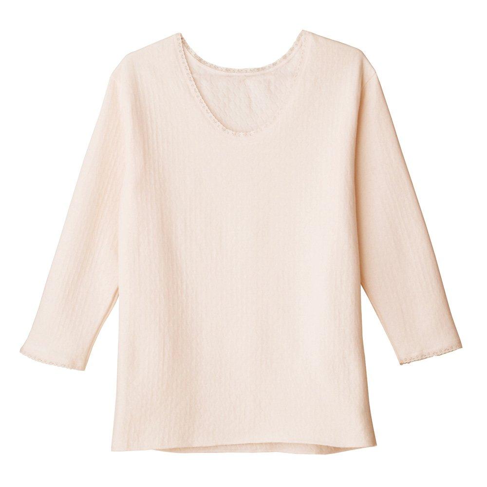 Gunze Slimmer Comfortable Quilted Made in New Calm Size L Women's 3/4 Sleeves, Japan, KH4246, Beige,