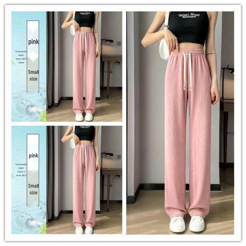 

Summer 2026 Women s Wide-Leg High Waist Floor-Length Pants - Elastic Waist, Lightweight, Drape, and Straight Leg Fit L (Weight 100-120jin)