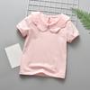 Dames T-shirt met Kraag en Korte Mouwen met Kantafwerking Casual Top