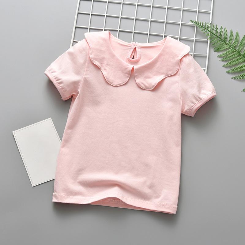 Dames T-shirt met Kraag en Korte Mouwen met Kantafwerking Casual Top