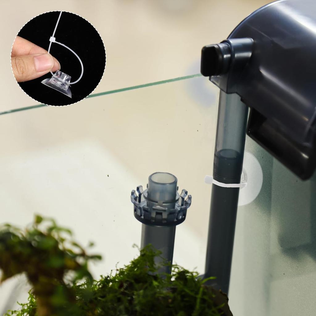15pcs Clear Silicone Suction Cups for Aquariums with Zip Ties Aquarium Suction Cups for Tubing Fish Tank Plant Holder Binding Fish Tank Rubber