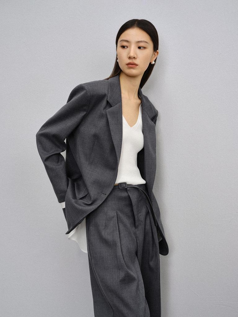 Women's Spring Style Long, Single-Button, Waist-Cinching Blazer: Simple, Fashionable, High-End Jacket