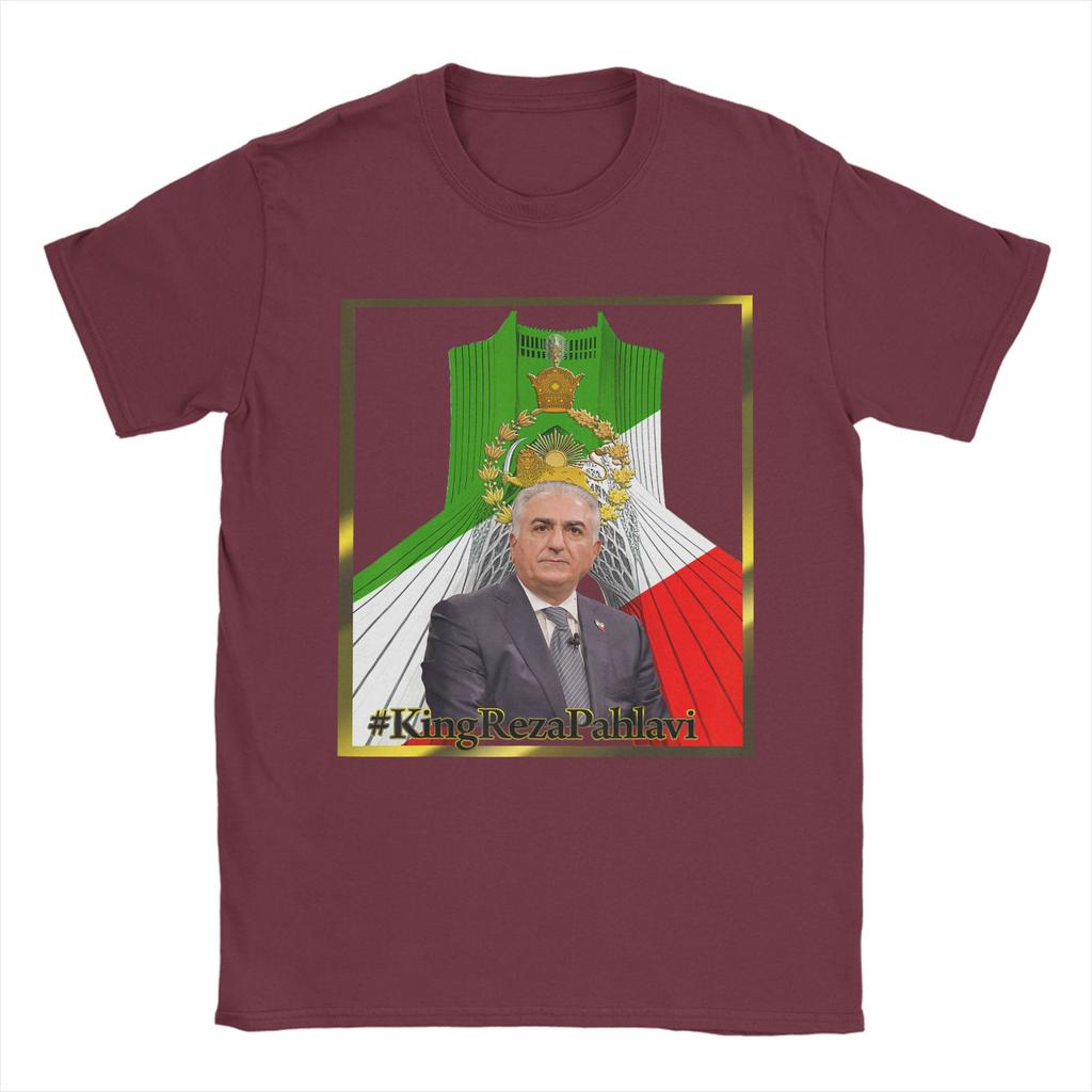 Crown Prince Reza Pahlavi with SHAHYAD TOWER TShirt Unisex Vintage Cotton Tee Shirt O Neck Short Sleeve T Shirt Original Clothing