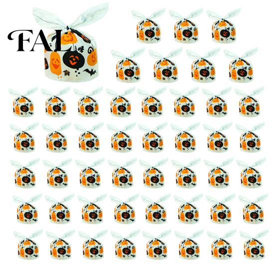 Halloween Candy Bags 48 Pcs Bags, Kids Trick or Treat Goodie Cute Rabbit Decorative Pouches for Dessert Shops Ear Small Plastic Gift Cookie,