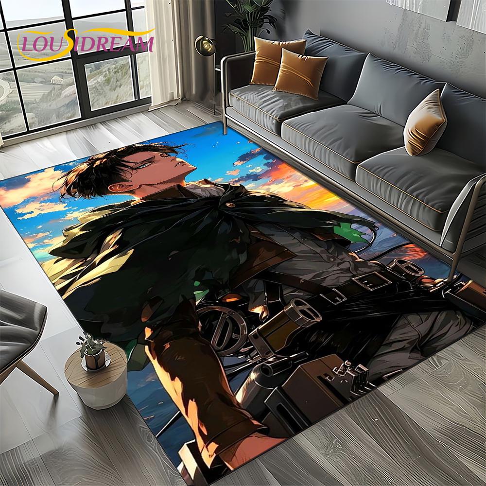 Attack on Titan Eren Anime Cartoon Carpet Rug for Bedroom Living Room Home Sofa Decoration,kids Play Decor Floor Mat Gift