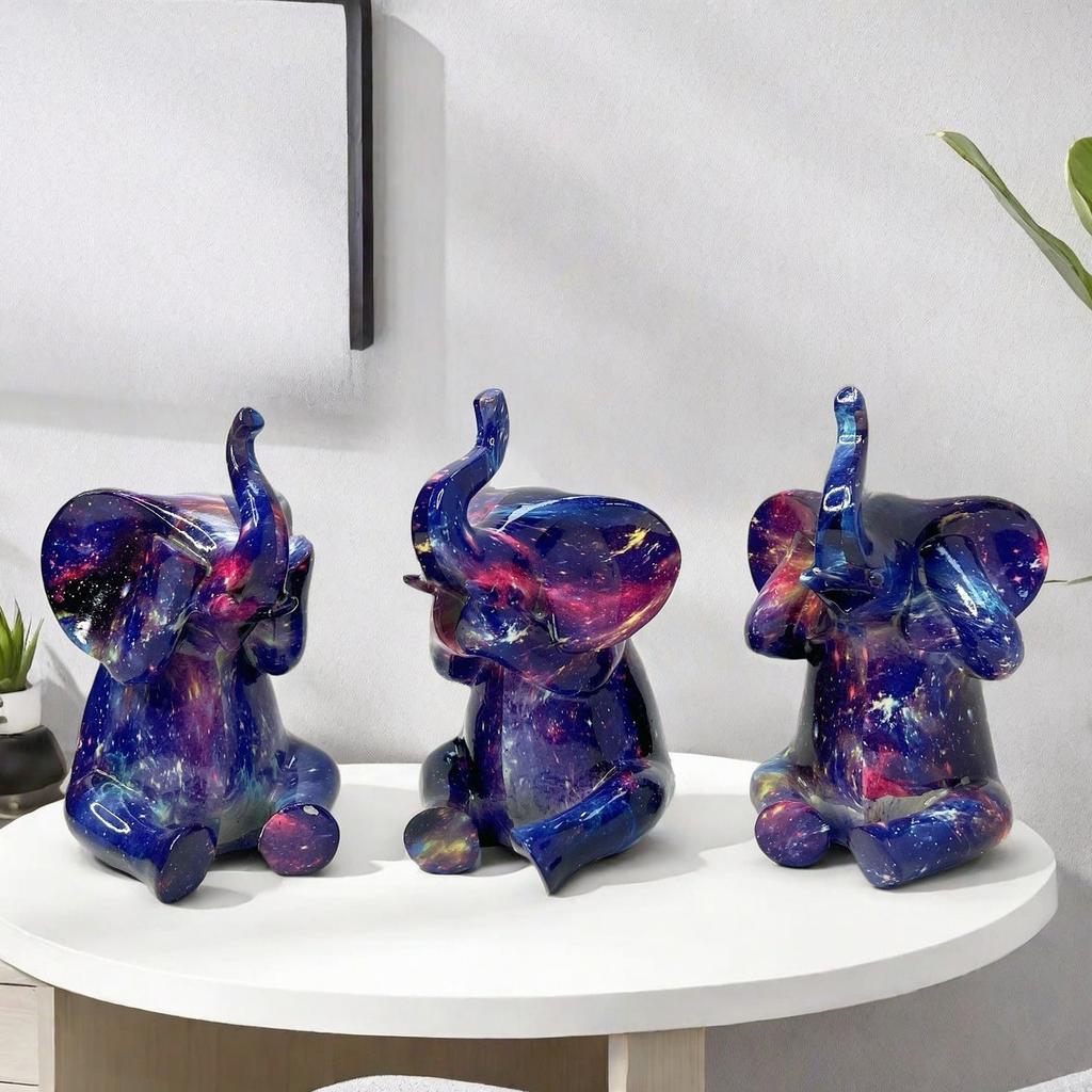 Creative Colorful Baby Elephant Ornaments Home Living Room Entrance Figurine Wine Cabinet Desktop Creative Decoration Crafts