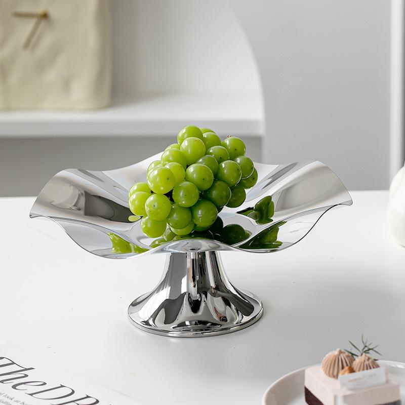 Tainless Steel Plate, Fruit and Snack Tray, Wavy Irregular Metal Storage Tray, Dining Table Decoration, Scandinavian Style