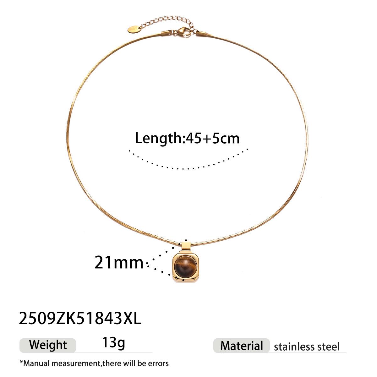 Versatile Retro Chic Titanium Steel Necklace with Natural Tiger Eye Pendant