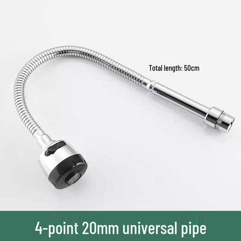 Universal Stainless Steel Kitchen Faucet Spout, Single Handle, Cold/Hot Swivel, Large Bend for Sink Repair