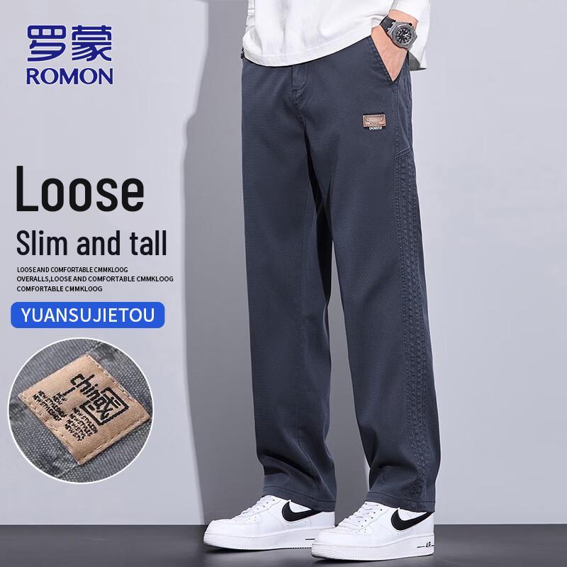 

ROMON Men s Autumn/Winter Loose Fit Straight-Leg Casual Pants 4XL