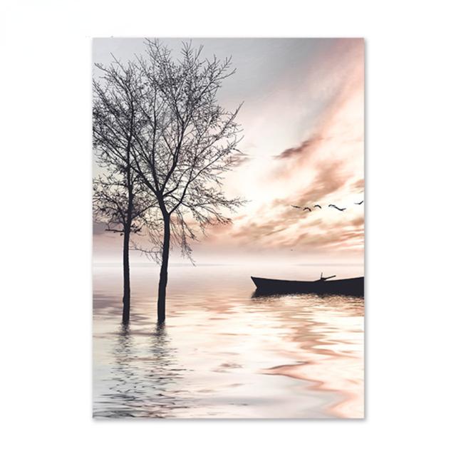 Beach Lake Scenery Canvas Painting Wall Art Pictures Posters Sunrise Sunset Reed Prints for Modern Home Interior Room Decor
