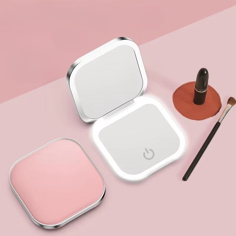 Luxury Touch LED Ring Light Compact Mirror Rechargeable Pocket Makeup Mirror for Travel & Purse /ODM