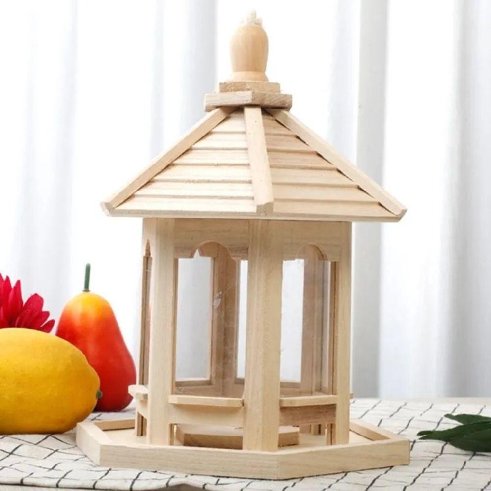 Hexagon Shaped Hanging Bird Feed Dispenser Waterproof Bird Food Container  Garden Decoration